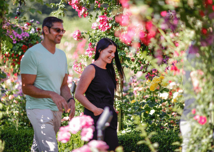 Couple: A group of professionals visits The Butchart Gardens