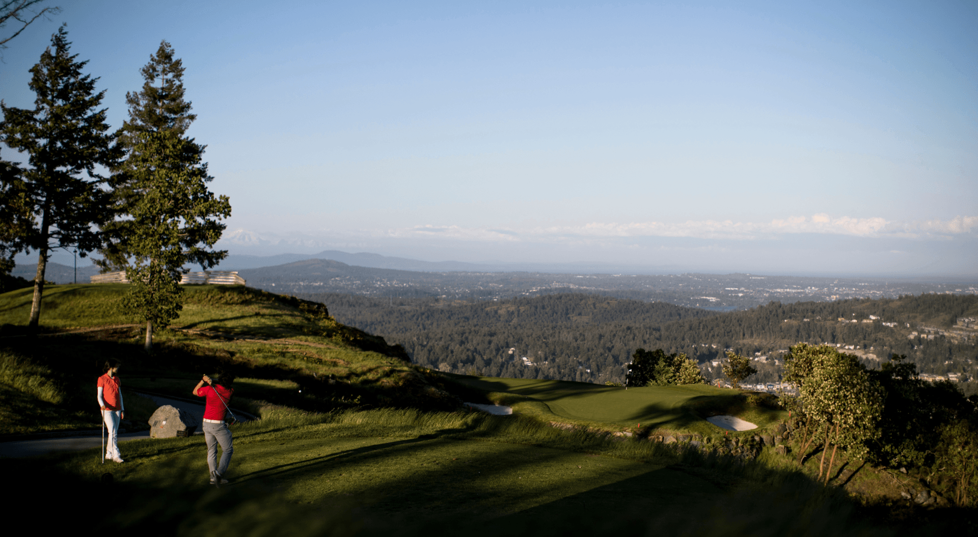 two men golfing at high altitude