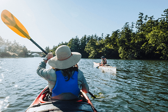 two people kayaking