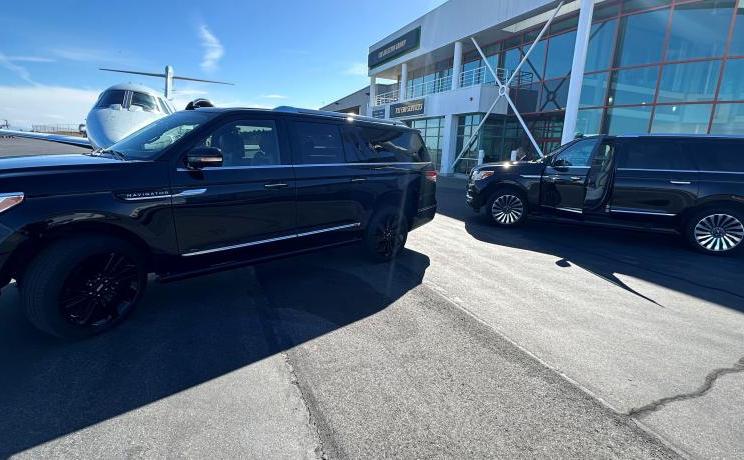 Limousines near the planes