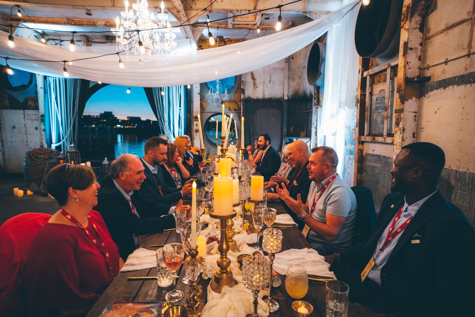 A group of delegates dine at HAVN in Victoria, BC