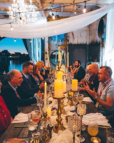 A group of delegates dine at HAVN