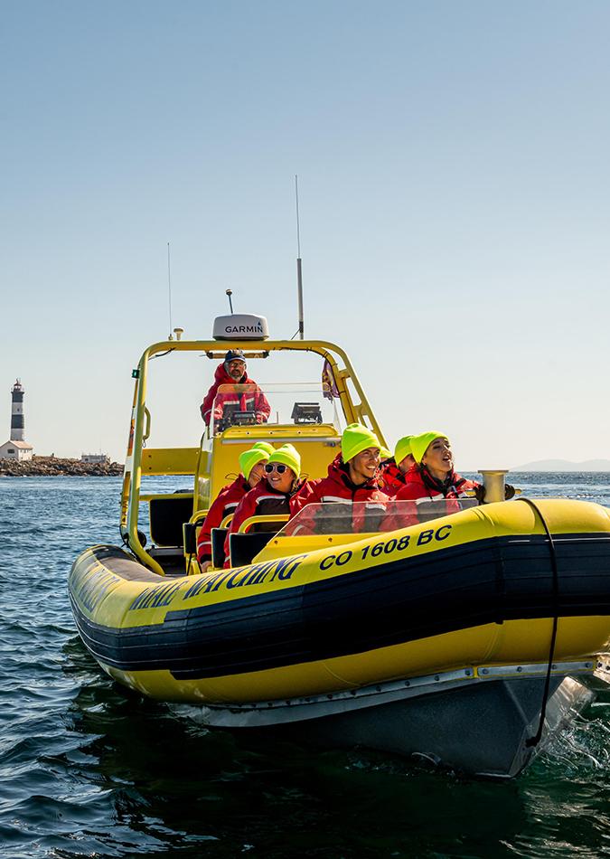 A zodiac tour explores the Salish Sea in Victoria, BC