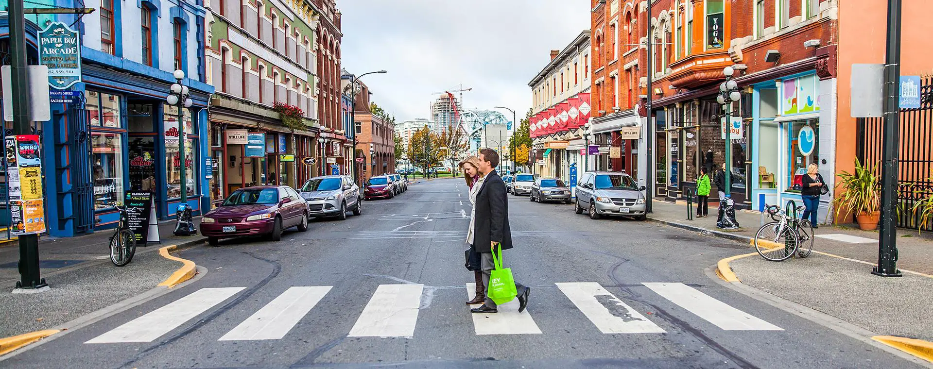Couple street shopping