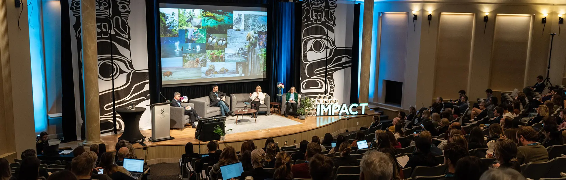 A view in the theatre during a presentation during the IMPACT Sustainability Travel & Tourism in Victoria, BC